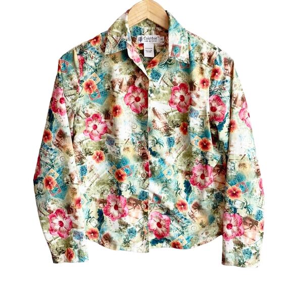 Coolibar Tropical Floral Button front shirt XS - Picture 1 of 7